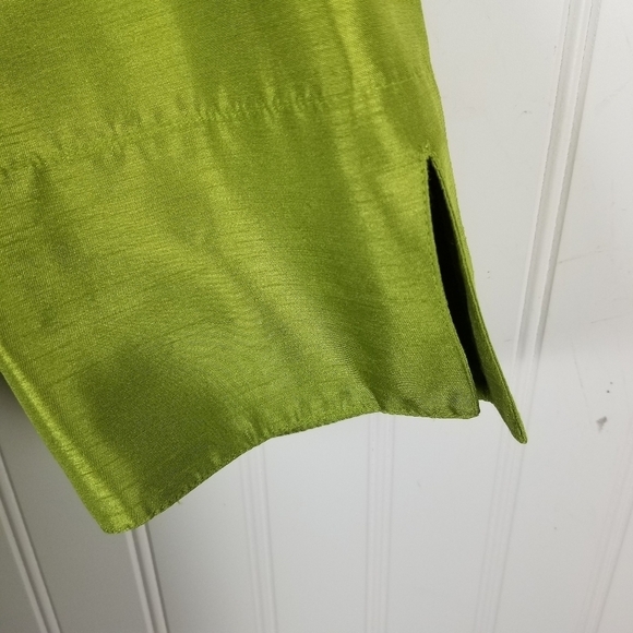 Da Rue Drapers & Damon Womens Button Blouse Size 14 Shiny Green Layer Vintage - Picture 5 of 8